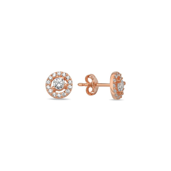 Heliophilia Silver Pendientes de Plata de Ley 925 con Oro Rosa y Circón Heliophilia Silver Pendientes de Plata de Ley 925 con Oro Rosa y Circón